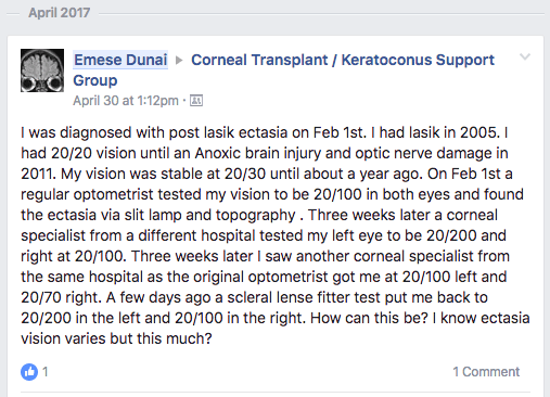 Emese Dunai keratoconus Facebook